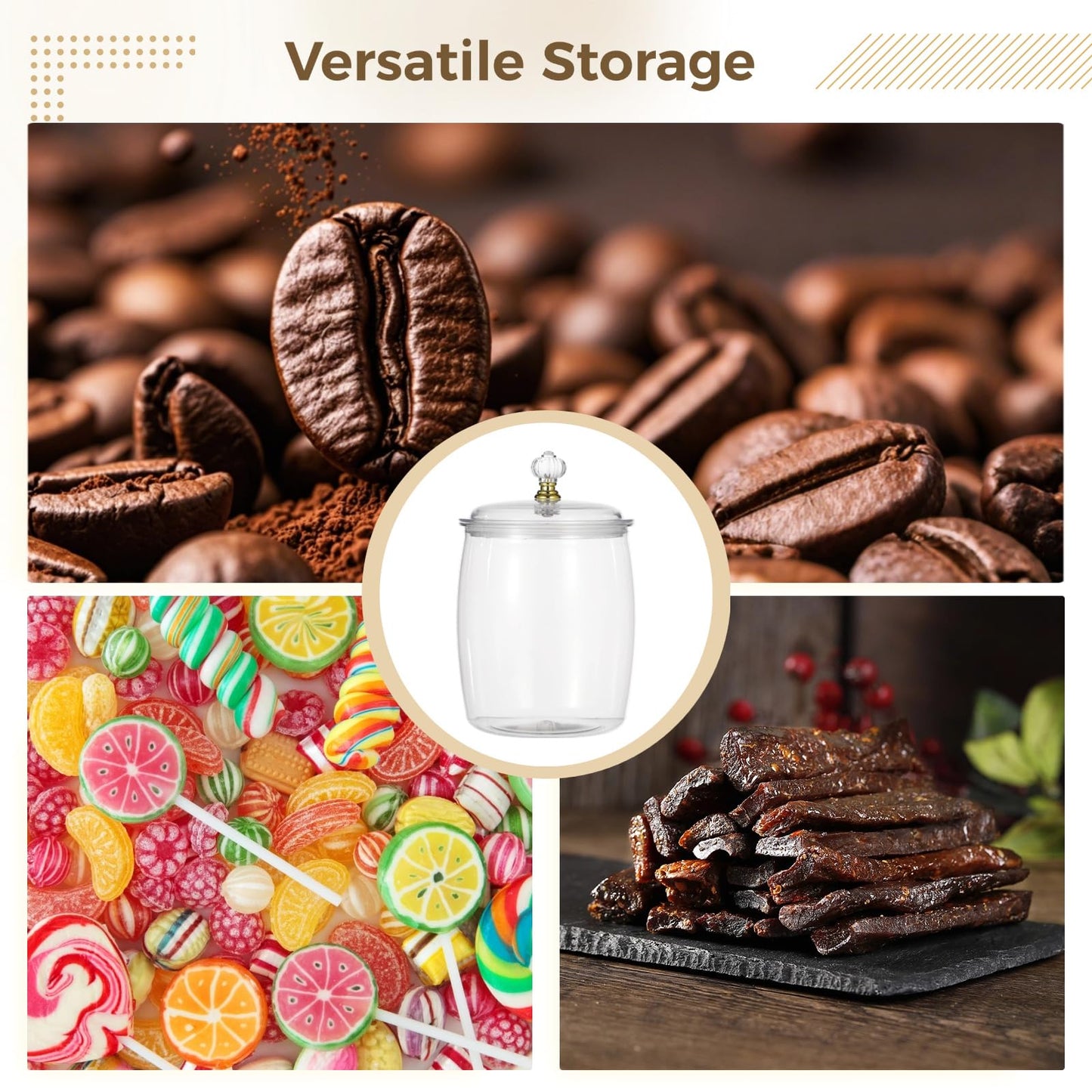 DORMIYA 6 Pcs Candy and Cookie Jars, 74 oz Transparent Plastic Jars with Lids, Decorative Storage Containers with Scoops, Labels, and Markers, Airtight Food Canisters for Candy Buffets, Kitchens