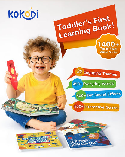 KOKODI Talking Pen Books Sets, Autism Sensory Games, Interactive Audio Sound Books Kids Learning Electronic Toys for Toddlers Kids, Early Educational Gifts Birthday Gifts for Boys Girls Age 2 3 4 5