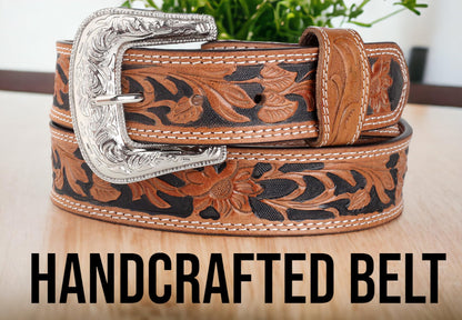 F&L CLASSIC mens Western full grain Leather belt Strap w/Snaps for Interchangeable Buckles, USA,7-941-04-size 36