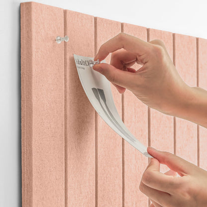 Lightomorrow Bulletin Board, 24 x 18 inches Felt Board Decorative Pin Board, 4' x 3' Cork Board Alternative for Wall, Foldable Photo Board with 20 Pushpins - Mauvey Pink Stripes