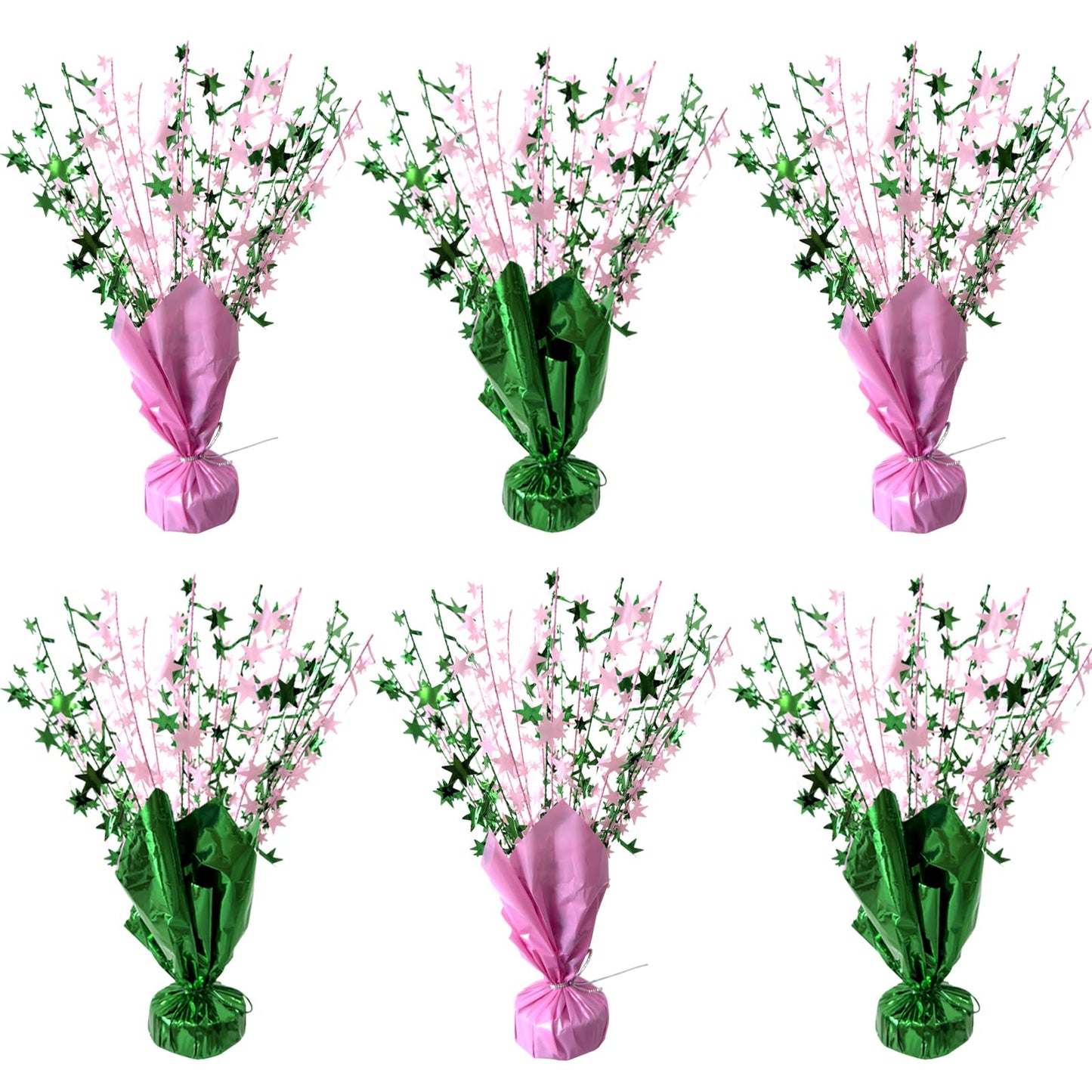6 Pack Pink Green Witch Birthday Party Decoration Metallic Foil Spray Centerpiece Star Table Decoration Burst Table Centerpieces for Halloween Witch Princess Holiday Party Supplies Decor