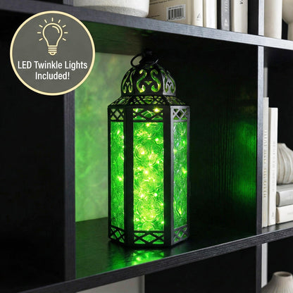 Vela Lanterns Decorative Indoor Fairy Light Candle Holder, Green, M