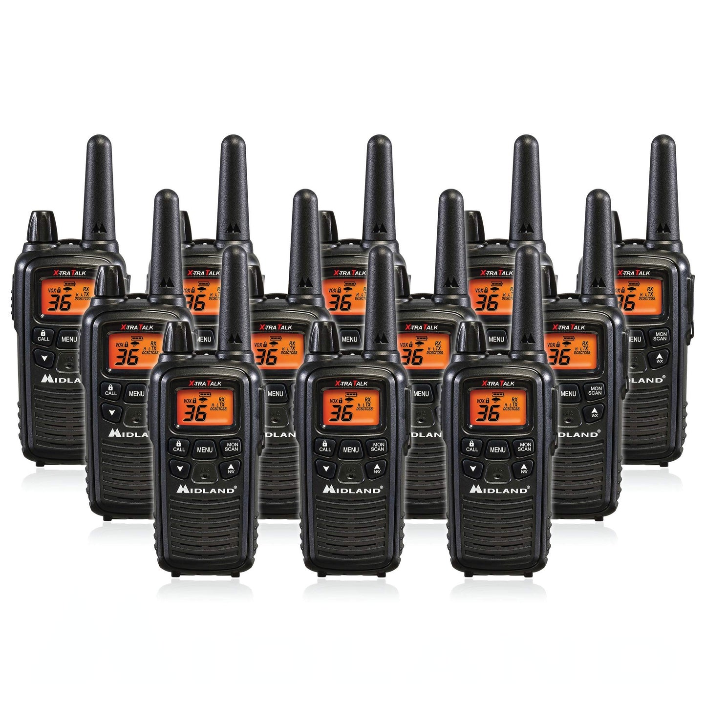 Midland LXT600VP3 36 Channel FRS Two-Way Radio - Up to 30 Mile Range Walkie Talkie - Black (Pack of 6)
