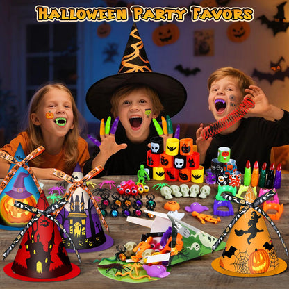Letapapa 234 PCS Halloween Party Favors for Kids, 24 Pack Witch Hat Treat Bags Filled with Halloween Toys Bulk, Halloween Goodie Bag Fillers for Trick or Treat, Non-Candy Gift School Classroom Prize
