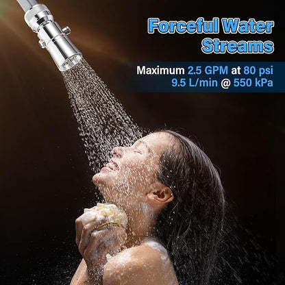 Enhon 2 Setting Pivoting Single Spray Shower Head with Shut Off Valve Replacement for 52652-PK Compatible with Delta Shower 2.5 GPM Brass Water Saving Shower Head Chrome 1" Diameter Spray Face (2 Set)