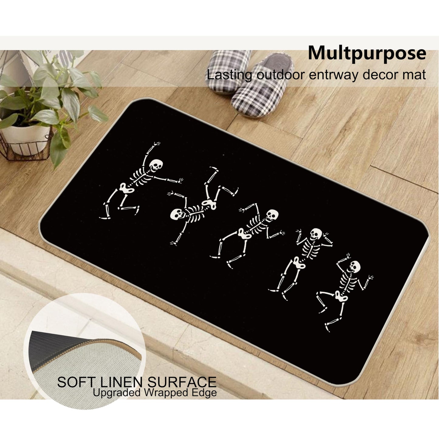 Farmhouse Halloween Funny Skeleton Gothic Skull Dancing 30 x 17 Inches Entryway Door mat,Front Door Entrance Outdoor Porch Home Decor,Halloween Skull Lover Fall Gifts