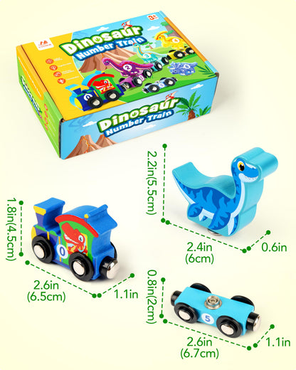 Vanmor Wooden Dinosaur Train Set for Toddlers - Magnetic Dinosaur Toys and Number Train, Montessori and Educational Toys Preschool Learning Activities for Kids, Birthday Gifts for Boys, Girls
