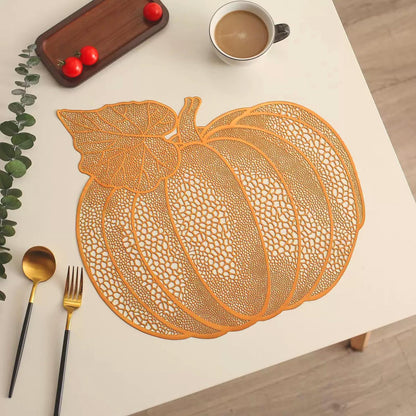 Qancesd Fall Pumpkin Placemats, Set of 6 Halloween Thanksgiving Placemats, Autumn Harvest Place Mats Home Table Decorations, Orange
