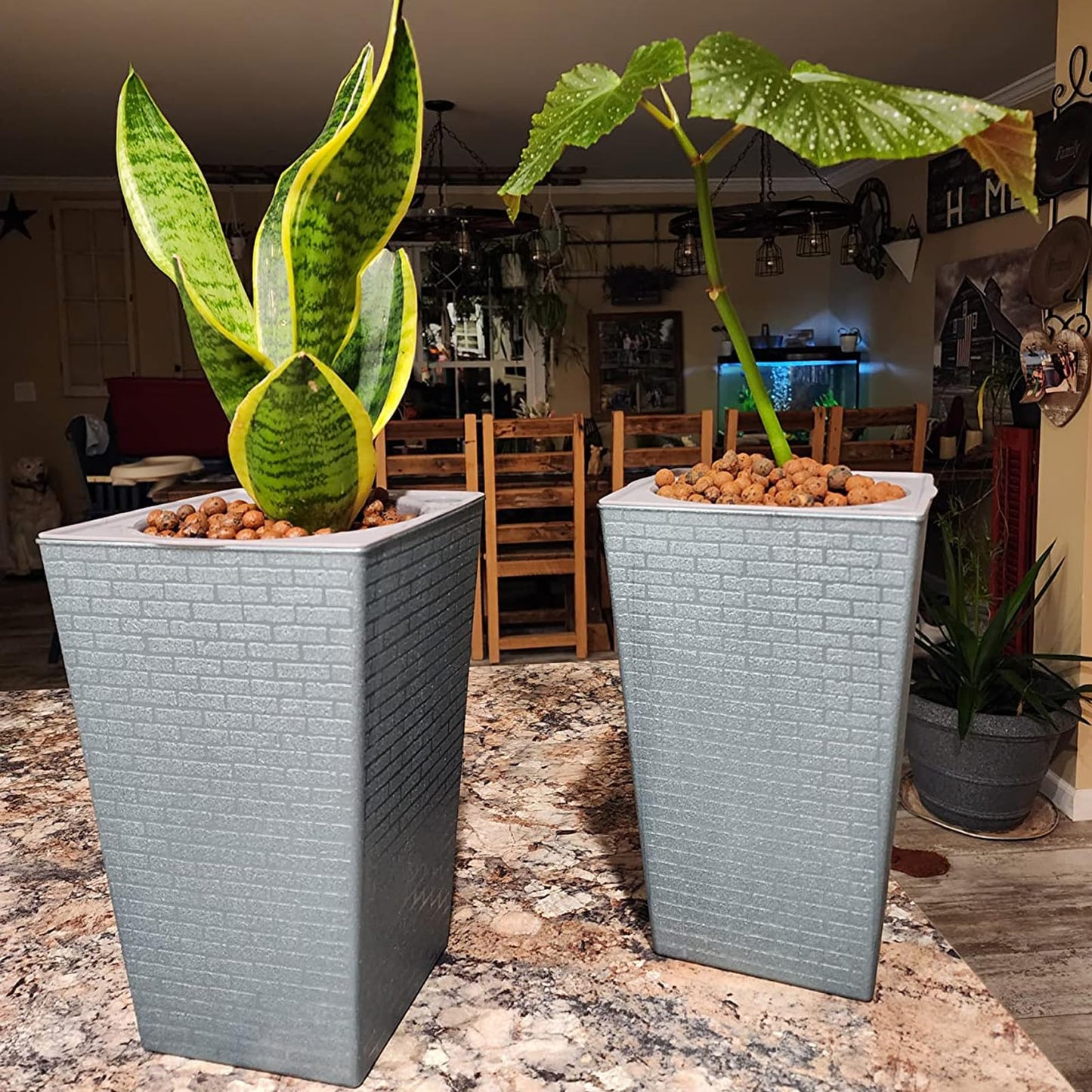 HOZEON 3 PCS Self Watering Plant Pots, 10.7x6.9 inch Square Flower Pots, Tall Self Watering Planters for Indoor and Outdoor Plants