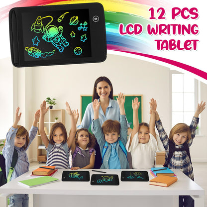 Zhehao 12 Pcs LCD Writing Tablet for Kids Colorful Drawing Doodle Board Drawing Tablet Erasable Reusable Electronic Draw Pad Gift for Boy Girl Educational Learning(6.5 Inch Screen,Dark Color)