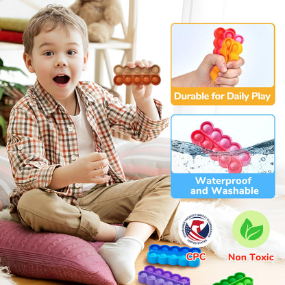 JoyCat 24 Pack Pop Fidget Party Favors for Kids, Bulk Sensory Toys for Classroom Prizes, Goodie Bag Stuffers, Treasure Box Toys, Travel Toys and Stocking Stuffers