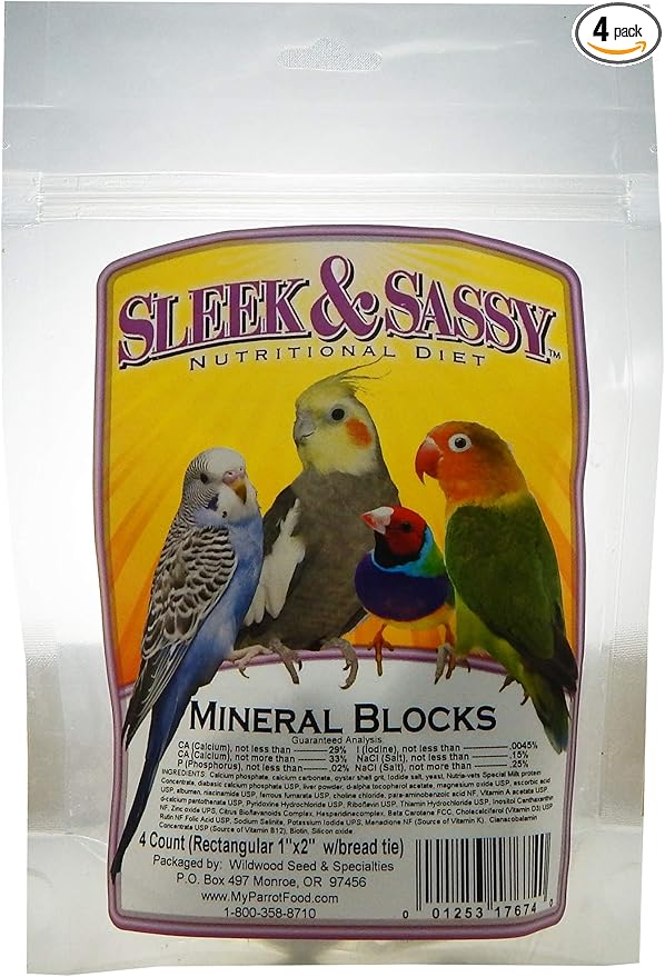 SLEEK & SASSY Mineral Blocks (1"x2") for Birds (4 Ct.)