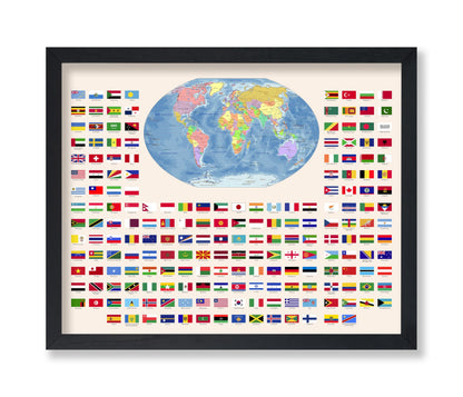 Poster Master Flags of the World Poster - World Map Print - Learning Materials Art - Educational Art - Gift for Kids, Students & Teacher - Wall Decor for Classroom or Library - 8x10 UNFRAMED Wall Art