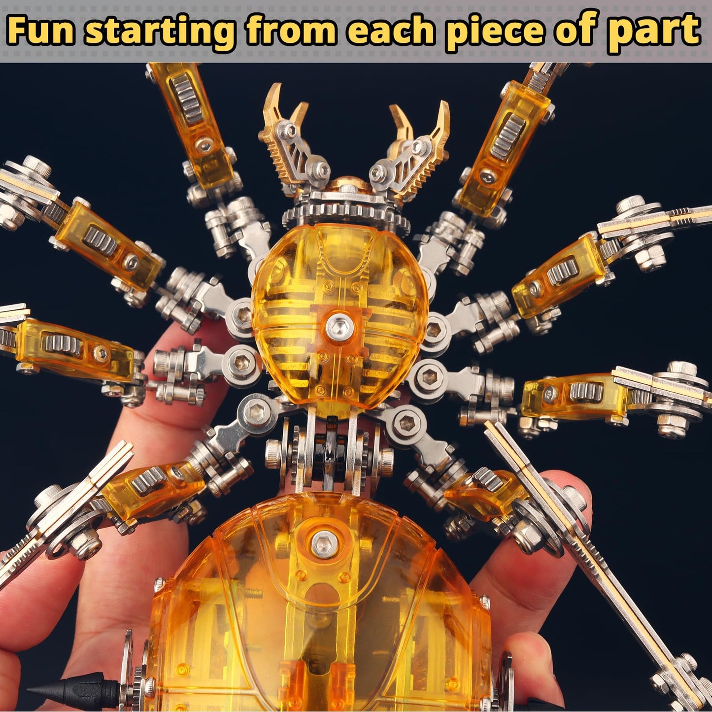 YUEZUDPO 3D Metal Puzzles for Adults, Metal 3D Puzzle DIY 3D Spider 602 Pieces Mechanical Building Kit,3D Model Kits to Build for Birthday Christmas