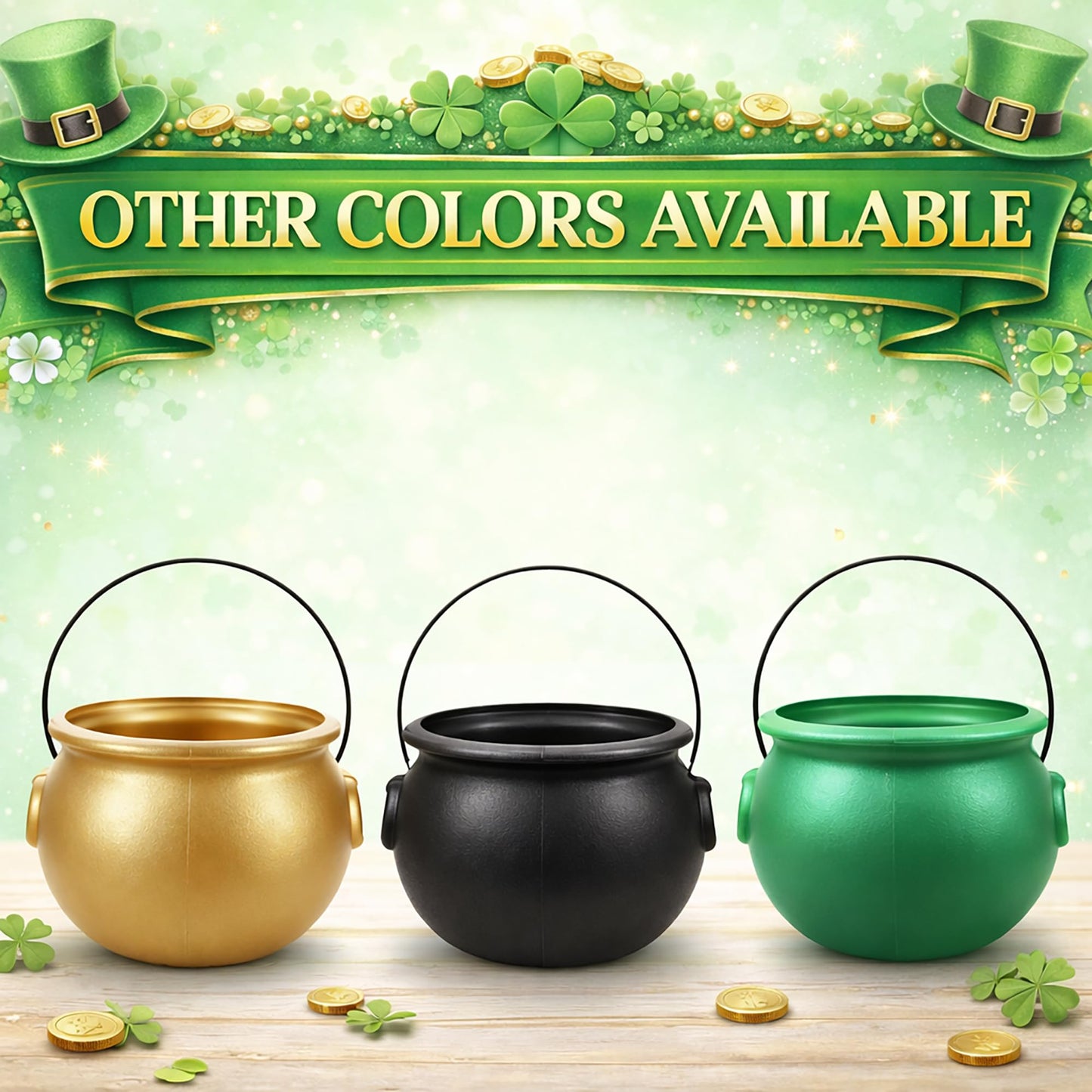 GIFTEXPRESS 8" Green Cauldron Kettle for St Patrick Day, Mardi Gras, Halloween, Pot of Gold Pot, Lucky Leprechaun Kettle, Plastic Cauldron