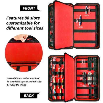 GWCASE Knife Display Case for 66+ Pocket Knives. Folding Holder, Butterfly Storage Organizer, Roll Collection Pouch for Survival Tactical Outdoor - Red