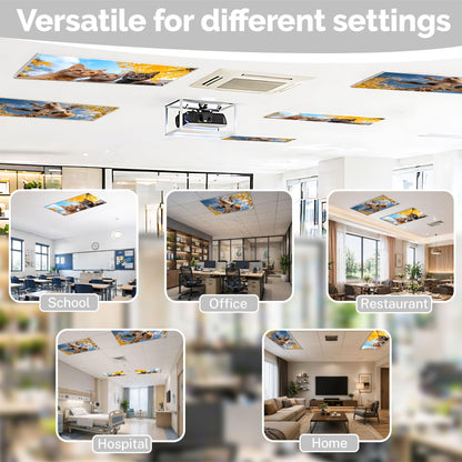 2 Pack Fluorescent Light Covers for Ceiling Lights, 4 x 2 Ft Magnetic Light Covers for Classroom Office Home School Ceiling Decor (2, Deer+Cat)