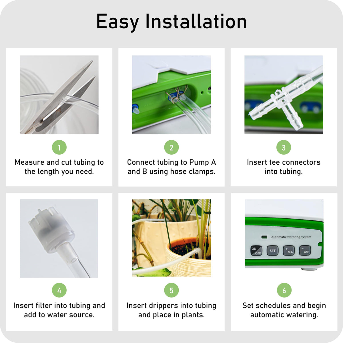 Automatic Watering Drip Irrigation Kit for 20 Plants with Dual Digital Programmable Water Timer, Indoor Automatic Watering System for Houseplants