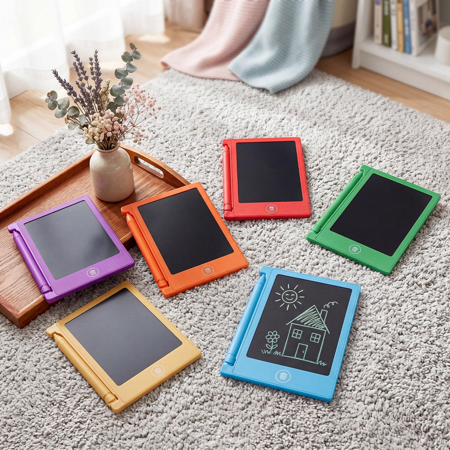 Zhehao 24 Pack LCD Mini Writing Tablet for Kids 4.5 Inch Doodle Board Bulk Erasable Reusable Electronic Drawing Pad Birthday Party Favors Goodie Bag Classroom Gifts (Rainbow Colors)