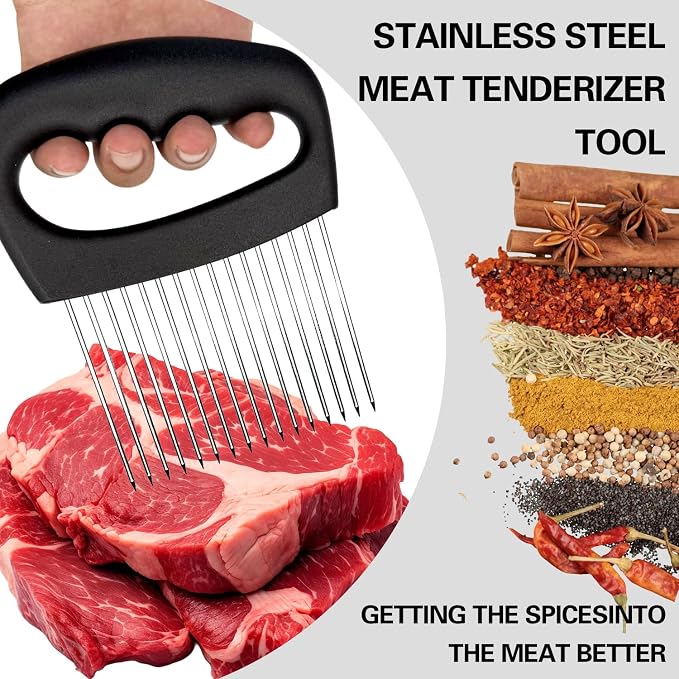 Extra-Large Onion Holder for Slicing, Onion Cutter Vegetable Chopper, Extra-Large Tomato Slicer with 16 Long Needles, Stainless Steel Tomato Potato Slicer, Meat and Food Slicing