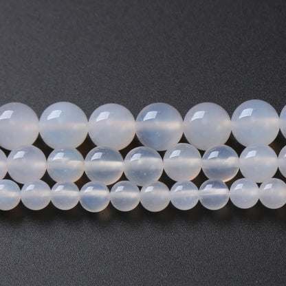 45PCS 8MM Natural White Opal Beads Round Loose Stone Beads for Jewelry Making DIY Energy Stone Healing Power Bracelet 15"