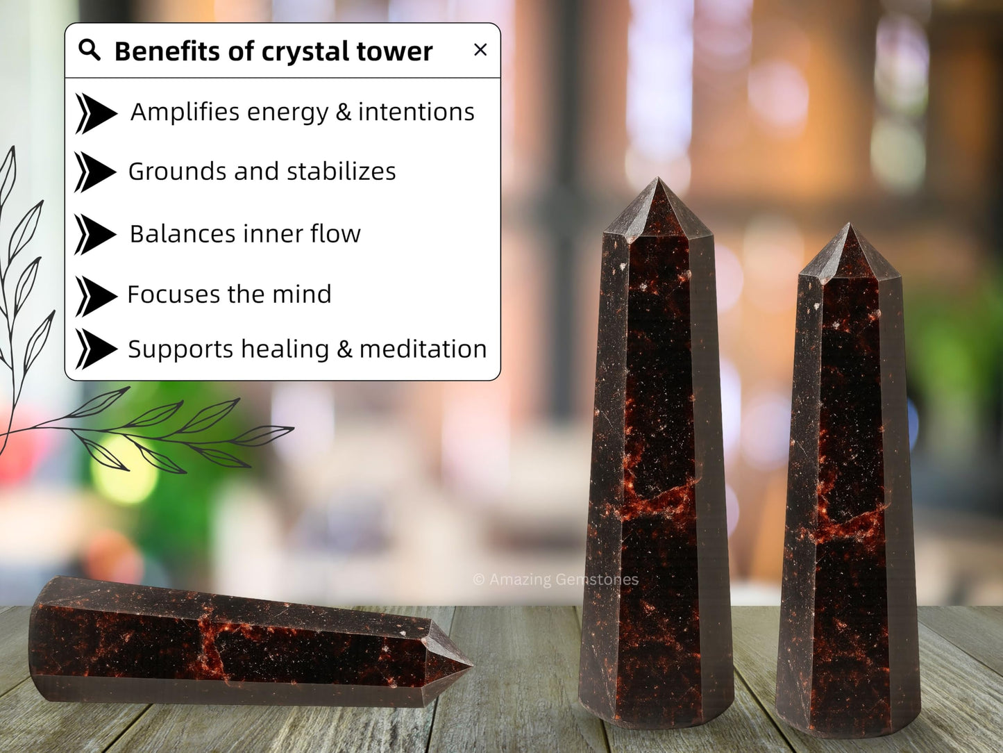 Amazing Gemstone Garnet Crystal Towers - Natural Healing Crystal Point Obelisk for Reiki Healing and Crystal Grid (3" to 4" INCH)
