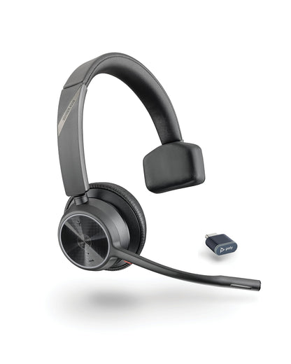 Poly Voyager 4310 UC Wireless Headset (Plantronics) - Single-Ear Bluetooth Headset w/Noise-Canceling Mic - Connect PC/Mac/Mobile via Bluetooth - Works w/Teams, Zoom, & More - Amazon Exclusive