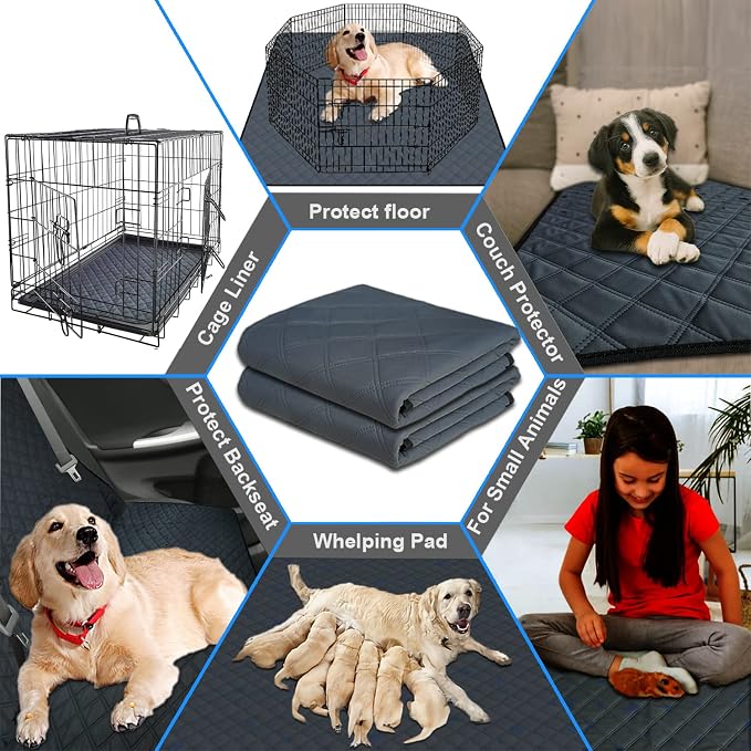 RIOUSSI Washable Pee Pads for Dogs, Reusable, Absorbent, Leakproof, Non Slip Pet Puppy Pads for Potty Training. Dark Gray, 20x28 Inch(4pack)