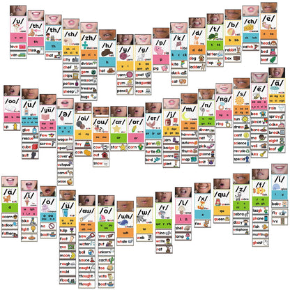 Gersoniel 220 Pcs Sound Wall Classroom Neutral Phonics Kits Science of Reading Posters for Classroom Consonant and Vowel Valley Decor Speech Material,Phonemic Awareness,Esl Teaching Material(Lovely)