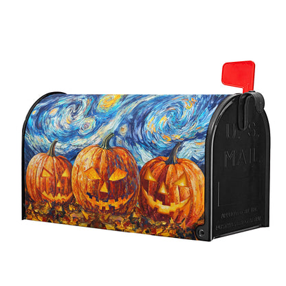 Halloween Pumpkin Orange Mailbox Cover Oil Painting Blue Decorations Mailbox Covers 21 X 18 Inch Magnetic Standard Size Halloween Starry Night Wrap Post Letter Box Home Outdoor Yard Garden Decor