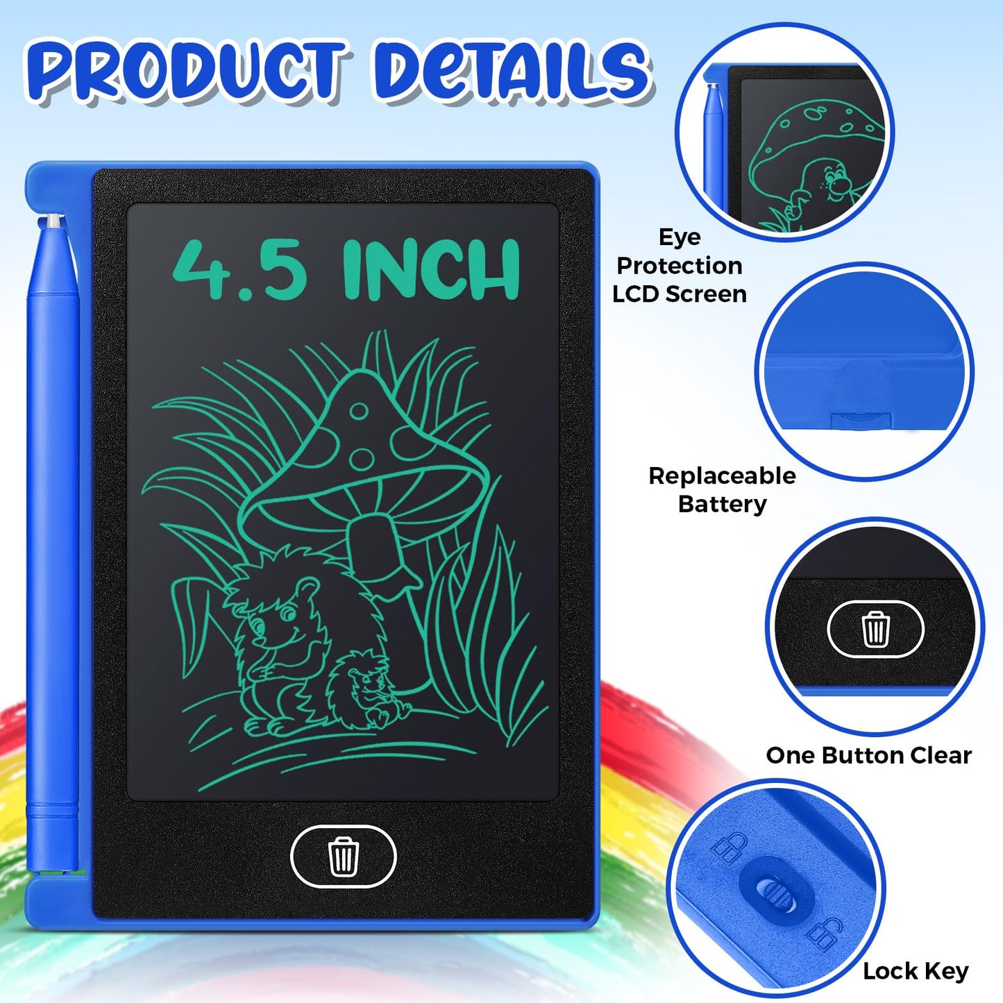 Zhehao 24 Pack LCD Mini Writing Tablet for Kids 4.5 Inch Doodle Board Bulk Erasable Reusable Electronic Drawing Pad Birthday Party Favors Goodie Bag Classroom Gifts(Blue)