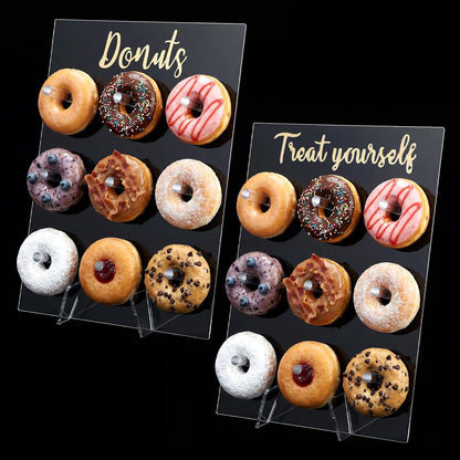 Meyeyaia 2 Pack Donut Wall Display Stand for Dessert Table, Clear Acrylic Donut Board Display Holder Wall Stand for Wedding Birthday Holiday Party Bridal Baby Shower Decorations, 13.78 x 9.84 Inch