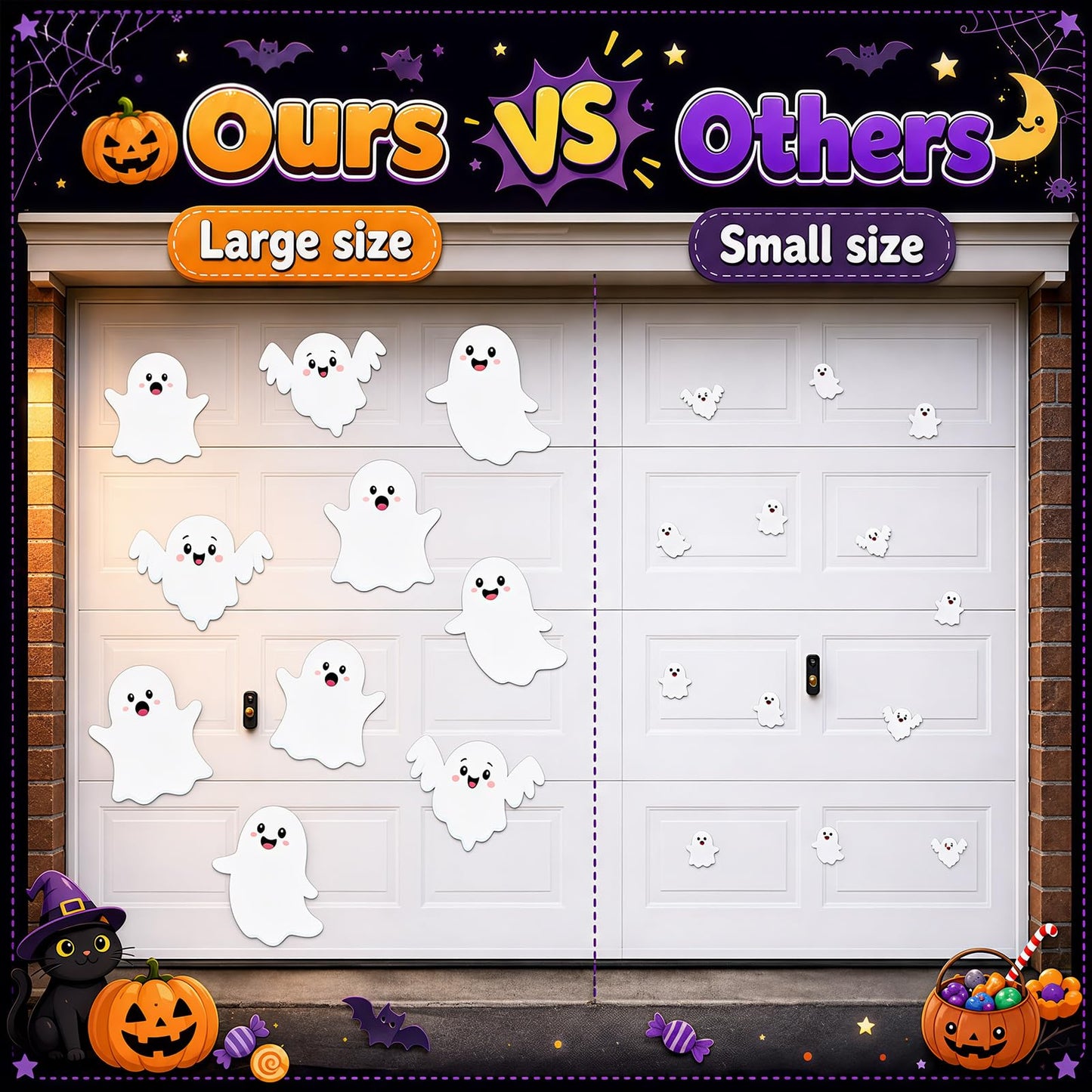 Cinnvoice 15 Pcs Luminous Garage Door Magnets Glow in the Dark Large Garage Door Magnets Halloween Ghost Magnetic Decorations Refrigerator Fridge Cruise Kitchen Decor
