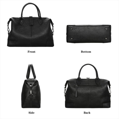 HESHE Genuine Leather Satchel Tote Bags for Women Large Capacity Top Handle Handbag Designer Shoulder Bags Vintage Cross Body Doctor Bag (Black)