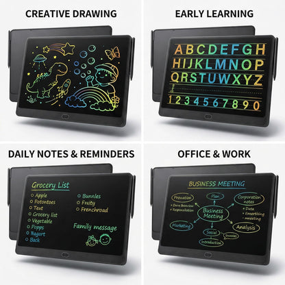 16 Inch LCD Writing Tablet 2 Pack, Large Electronic Notepad for Adults, Reusable Digital Memo Board for Office Desk and Meetings, Erasable Paper Tablet, Battery Operated (Black)