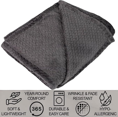 Waffle Knit Textured Throw Blanket Soft for Couch, Sofa, Twin Bed, Kids, Adults, 50” x 60” Chenille Knit Blanket, Boho Throw Blanket for Home Decor 250 GSM (Slate Grey)
