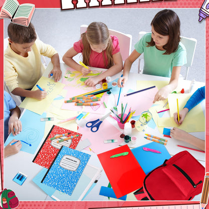 Gilprop 79 Pcs Back to School Supplies Box for Kids K-5 Students Elementary Middle School Supplies Kit Bundle Bulk Essential Pen Notebook Stationery for Primary Student Classroom(Red)