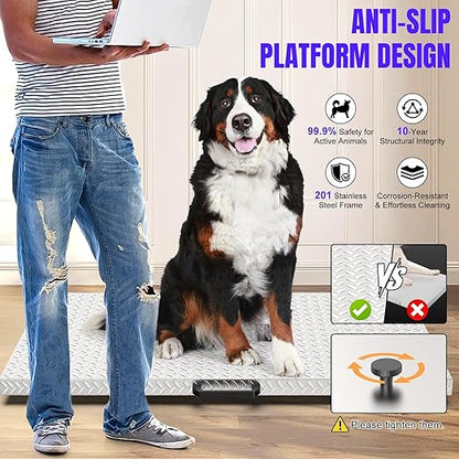 Precision Large Dog Scale - 1100lb x 0.2lb Large Breed Animal Livestock Weight Scale, Pet Scale Non-Slip Stainless Steel Platform for Dogs 40.7x20.9 Inch (Non-Slip Platform)