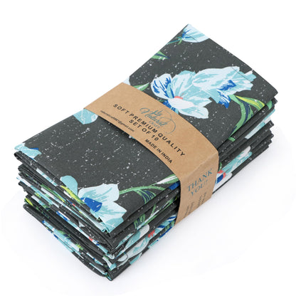 Cloth Napkins10 Pc Cotton Napkin Printed Inch Printed Home Decor Indian Eco Friendly Napkins for Halloween, Thanksgiving, Holiday Daily wedding uses Mix Lot Dinner (GREEN FLORAL, 17 X17 IN)