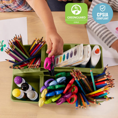 ECR4Kids 6-Compartment Large Plastic Caddy, Multipurpose Organization, Earthtone, 6-Pack
