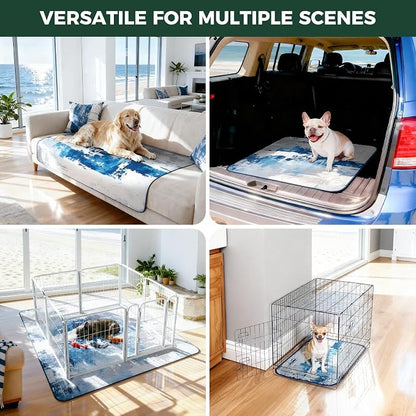 FXW Washable Pee Pads for Dogs, Puppy Pads with Super Absorbent, Specifically Designed for Rollick/Homeplus 24inch 8 Panels Dog Playpen, 63" Square, Tie-Dye Blue, 1 Pack
