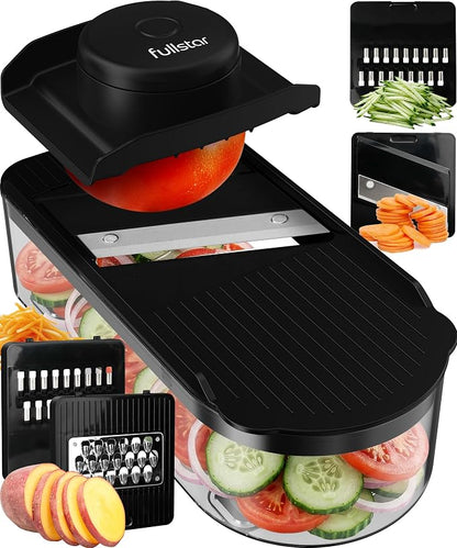Fullstar Essential Mandoline Slicer for Kitchen - Space-Saving 2-in-1 Fruit Cutter, Cucumber Slicer, Julienne Peeler