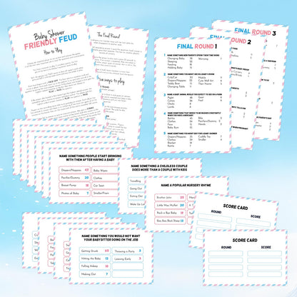 Humyoun Baby Shower Friendly Feud Game with 2 Answer Buzzers, Feud Card for Family Game Night Fun Trivia Quiz for Party Office Class Groups Team Building