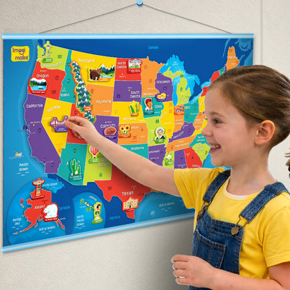 Imagimake Mapology USA Map with Reusable Stickers | 100+ Jelly Stickers | Classroom Geography Games & Learning Kids Toys Age 5-8 | Gifts for Boys & Girls Age 5,6,7,8,9,10,11,12 Years Old