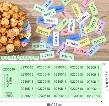 Kosiz 1000 Sheets 25 Bid Raffle Ticket Numbers - Chinese Auction Ticket Sheets for Events, Church (Light Color)