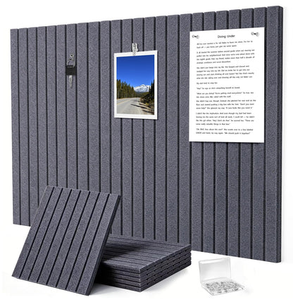 G Gamit 0.47" Thick Felt Pin Board 36"x24" Large Cork Board Alternative 6 Pack 11.81"x11.81"Felt Bulletin Board Wall Tiles Notice Board with 30 Pushpins for Home Office School(Fine-Charcoal Grey)