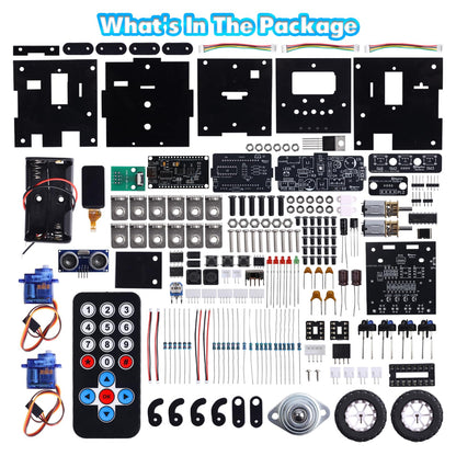 DIY Robot Car Soldering Project, ICSTATION STEM Electronics Learning Kit with Ultrasonic Obstacle Avoidance, Expressions & Time Display, RC Robot Soldering Practice Kit for Adults ＆ Ages 15+ Students
