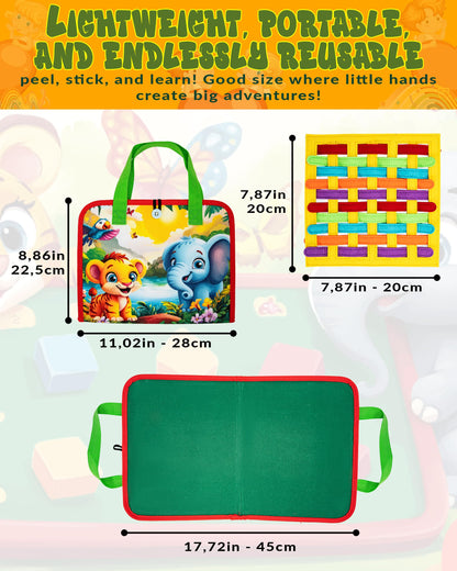 HappyVk Educational Felt Story Board Set – One Felt Board and 154 Pieces Storytelling Learning Kit for Toddlers and A Felt Activity Board Game with 10 Weaving Strips - Montessori Toys Activity Board