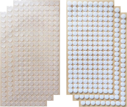 Vkey 1008pcs (504pairs) 10mm Diameter Transparent Sticky Back Thin Clear Dots with Adhesive Hook & Loop Coins Tapes