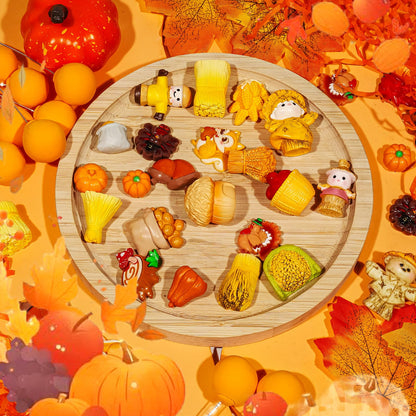 Bbiamsleep 30 Pcs Thanksgiving Mini Figurines Miniature Resin Fall Autumn Pumpkins Scarecrow Turkey for Autumn Home Table Tray Harvest Thanksgiving Decorations